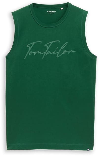 Tom Tailor - Tanktop met logoprint - Maat XXL - Garden Green
