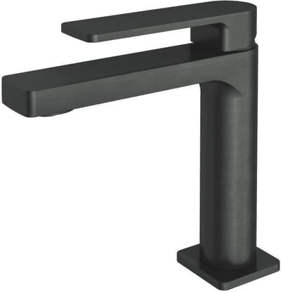Hotbath Gal - Wastafelmengkraan - zonder Waste - Laag - Geborsteld Gunmetal PVD - Opbouw - Messing