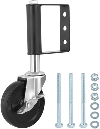 Dailygoods- Wielen met Rem - Zwenkwielen Set van 4 - Rubber Wielen - Voor Houten Poort - Draagvermogen 100 kg - Diameter 10.2 cm - Deurenwielen