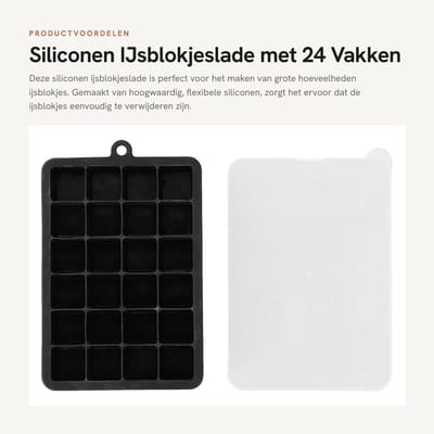 Dailygoods- IJsblokjeslade 24 Grid - Siliconen IJsblokjesbak - Duurzaam en Slijtvast - Gezond en Milieuvriendelijk - Eenvoudig in Gebruik - Hoogwaardige Kwaliteit - Ijsbak