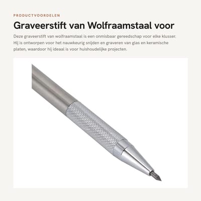 Dailygoods- Graveerstift wolfraamstaal - Glassnijder - Snijwerkzaamheden - Keramische platen - Schrijfpen - Klein formaat 14,6 cm - Scribing Tool