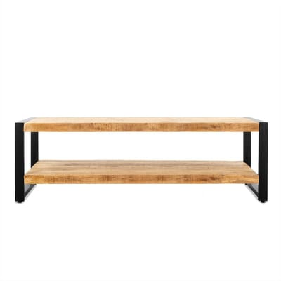 Salontafel Britt met onderplank mangohout 140x70 cm - Naturel