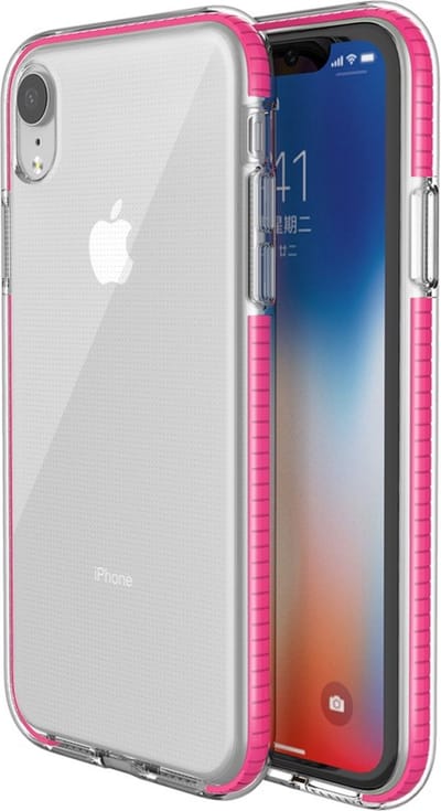 Peachy Beschermend gekleurde rand hoesje geschikt voor iPhone XR Case TPE TPU back cover - Roze