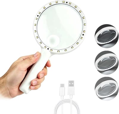 Loep Met Verlichting - Vergrootglas Leesloep - Gedetailleerd Zien - Dubbele Vergroting - 13 cm Lens - Zwart