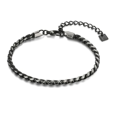 Twice As Nice Armband in edelstaal, schakelarmband, mat staal zwart 21cm