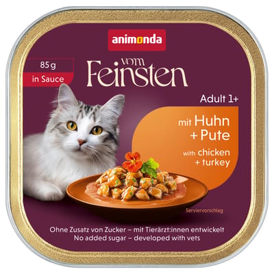 32x85g animonda vom Feinsten Adult Kip & Kalkoen in Saus natvoer voor katten