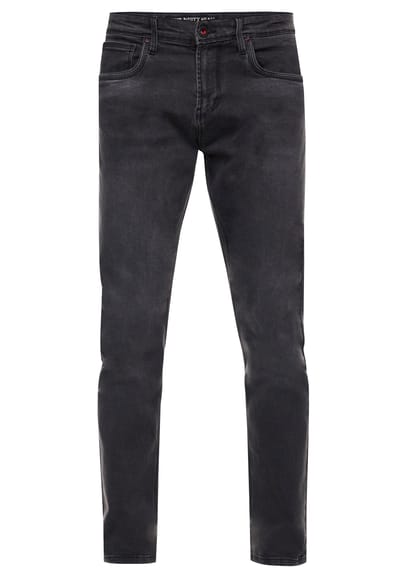 Antracietkleurige used jeansbroek "MELVIN" slim fit katoen-stretch