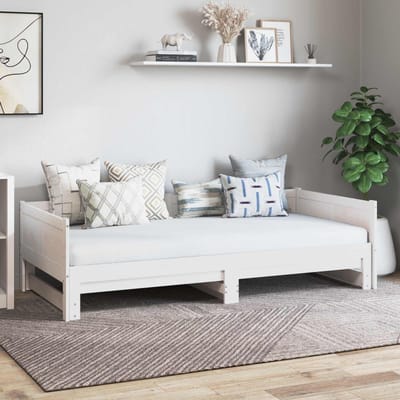 vidaXL - Uittrekbed - voor - overdag - Wit - 180 - x - 200 - cm - Massief - grenenhout