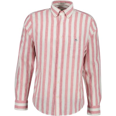 Gant Cotton Linen Overhemd Streep Roze - Maat XXL - Heren - Overhemden Casual