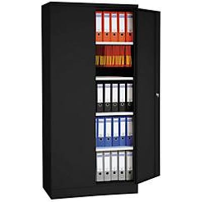 Stalen kast, H 1950 x B 920 x D 600 mm, zwart/zwart