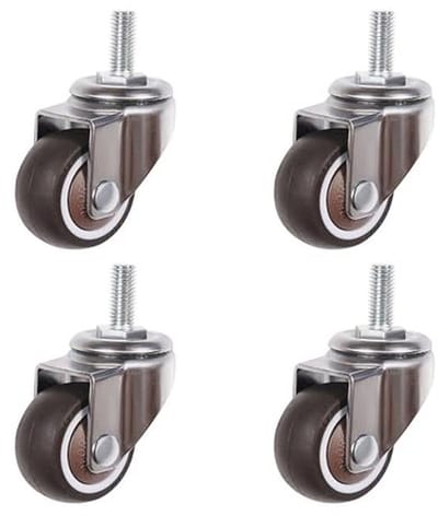 Mini-meubelwielen met Schroefdraad M8 x 20 mm - Rubberen Zwenkwielen voor Meubels en Kleine Wagen - Set van 4, Draagkracht 80 kg