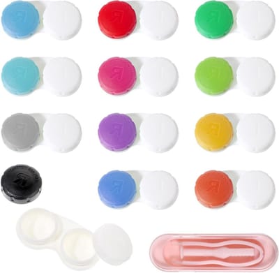 Set van 12 Waterdichte Contactlenshouders in Diverse Kleuren - Ideaal voor Thuis en Reizen, Compact en Handig