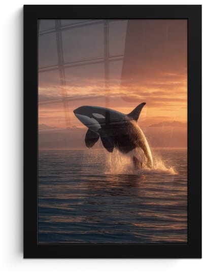 Poster in lijst - Fotolijst 20x30 cm - Posters - Orka - Zee - Zonsondergang - Posterlijst zwart - Decoratie - Wanddecoratie woonkamer - Muurdecoratie slaapkamer