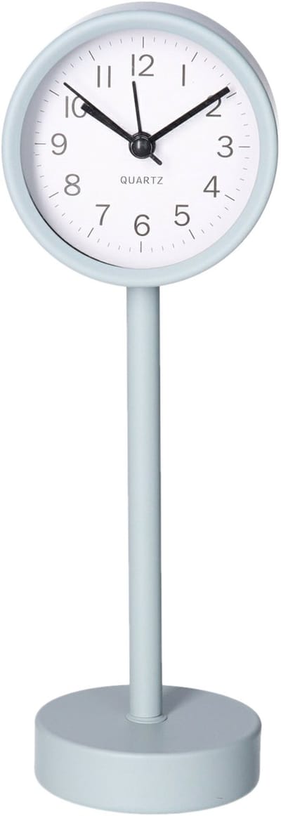 Gerimport Tafelklok - staand - metaal - grijs - 22 cm- kinderkamer klokje
