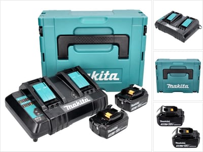 Makita Power Source Kit 18 V met 2x BL 1830 B 3.0 Ah accu ( 197599-5 ) + DC 18 SH dubbele lader ( 199687-4 ) + Makpac