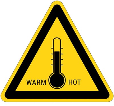 Hoge temperaturen warm hot waarschuwingsbord | gecoat dibond materiaal | 15 cm