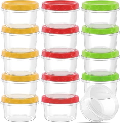Famanu – Ronde kleine bewaarbakjes 250 ml set 15 – herbruikbare voorraadbakjes met deksel