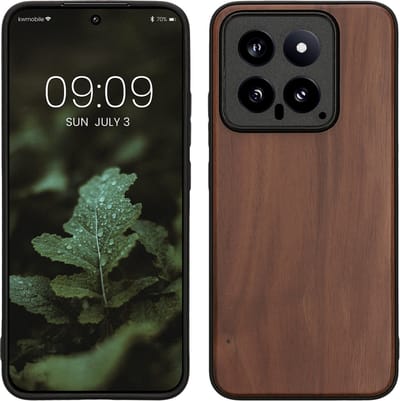 kwmobile telefoonhoesje geschikt voor Xiaomi 14 5G - Hoesje met bumper in bruin - Backcover - hout