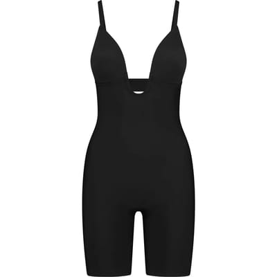 Bye Bra Bodysuit Deep V, Shapewear Voor Dames, Volledige Lichaamscontrole, Lasergesneden Randen, Diepe Duik, Beugelloze Cups, Zwart, S