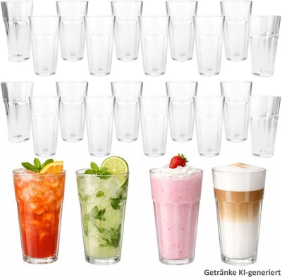 24-delige set QUEEN Latte Macchiato glazen stapelbaar van glas - 27022041