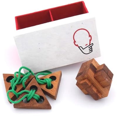 Houten Puzzel- en Denkspellen Geschenkdoos voor Kinderen en Volwassenen