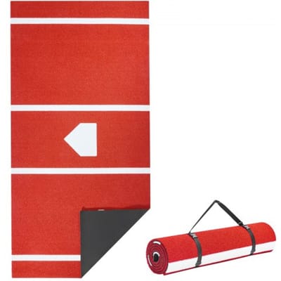 VEVOR Baseball Hitting Mat Trainingsmat (300 x 116 cm) Trainingsmat Slagkooimat, honkbalmat met thuisplaat en anti-fade kunstgras, draagbare trainingshulp Softbalmat Buiten, Rood