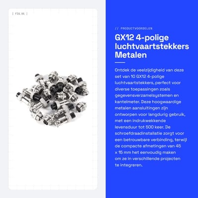 Dailygoods - GX12 4-polige luchtvaartstekkers - Metalen aansluitingen - Levensduur tot 500 keer - 12 mm - Geschikt voor gegevensverzamelsystemen - Ide...