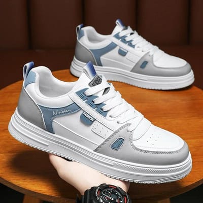 Nieuwe Heren Casual Schoenen voor Heren Vetersluiting Ademend Lichtgewicht Wandelsneakers Slijtvast Antislip Plateauschoenen Tenis 39 gray