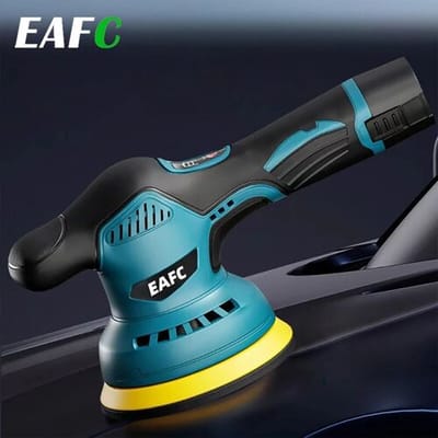 EAFC EA 12V poets- en wachsmachine, 2800–5500 rpm, draadloos, oplaadbaar (3 x 2500 mAh-batterijen), schuurmachine voor autowax