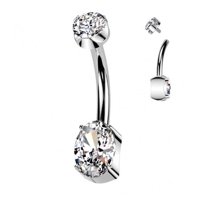 Piercing titanium ovaal met gemmed top - LMPiercings