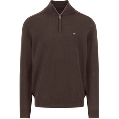 Fynch-Hatton Trui Troyer-Zip Supersoft Cotton Earth / male