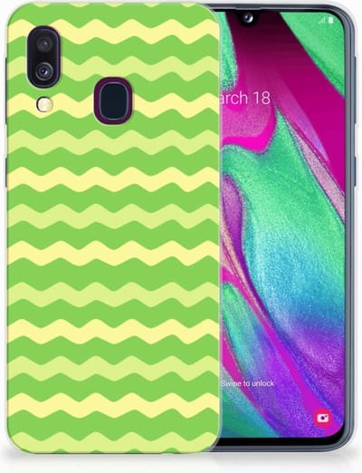 Samsung Galaxy A40 TPU bumper Waves Green
