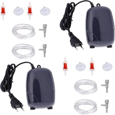 Stille 3W Aquarium Luchtpomp Set met 4 Luchtstenen, 4 Controlekleppen en 4 Slangen van 1,2 m voor Optimaal Zuurstofniveau