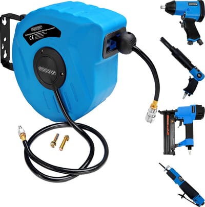 Monzana Persluchtslanghaspel automatisch 10m 1/4" slanghaspel Incl. Nadelpistool