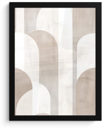 Poster in lijst - Fotolijst 30x40 cm - Posters - Abstracte bogen - Modern - Beige - Posterlijst zwart - Decoratie - Wanddecoratie woonkamer - Muurdecoratie slaapkamer
