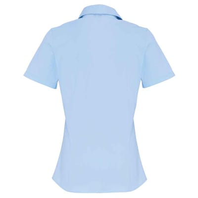 Premier Dames/Dames Katoen Popeline Stretch Overhemd met Korte Mouwen (Lichtblauw)