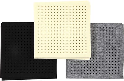 Hobbyvilt met gaten, afm 20x20 cm, dikte 3 mm, zwart, grijs, off-white, 3x4 vel | Hobby vilt