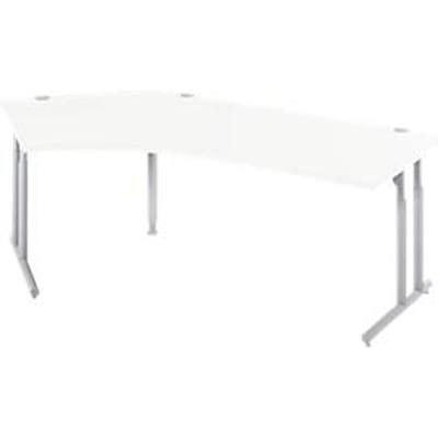 Schäfer Shop Select COMBITEC hoekbureau, 135° hoek links, C-poot, B 2165 x D 800/800 x H 677-817 mm, alu wit/wit