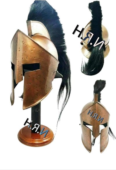 Spartaanse Helm - Griekse Helm Middeleeuws - Decoratie Display - Replica Film Prop - 27 cm Hoog - Antiek Messing