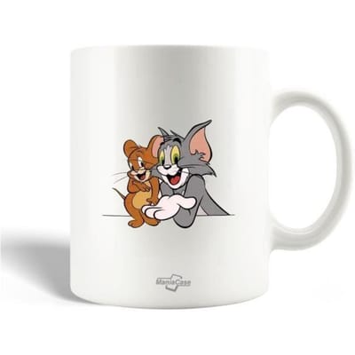Mug - Tom et Jerry - Céramique - 30cl - Blanc - Compatible lave-vaisselle