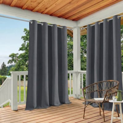 Qelus 1 Stuk Buitengordijn Waterdicht - Outdoor Gordijn met Oogjes - Weerbestendig & UV-beschermend - Voor Patio en Balkon - Rideau Extérieur - 132x213cm - Donkergrijs