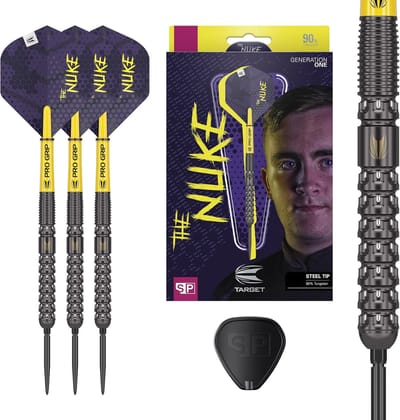 Target Darts Luke Littler G1 Steel Tip Dartpijlen 23G - 90% Wolfraam Barrels met Swiss Point Technologie - Pro Grip Shafts en Ultra Flights - Professionele Dartset