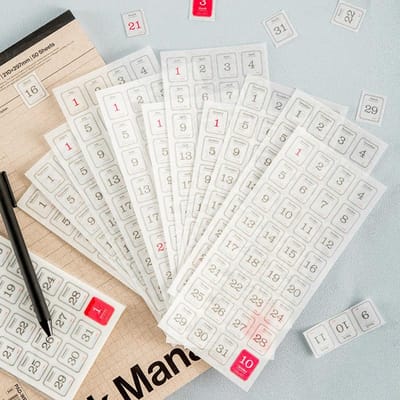 Kalendersticker 365 dagen datum Stick Labels Decoratief Scrapbooking Dagboek Album Planner handgemaakt Collage materiaal