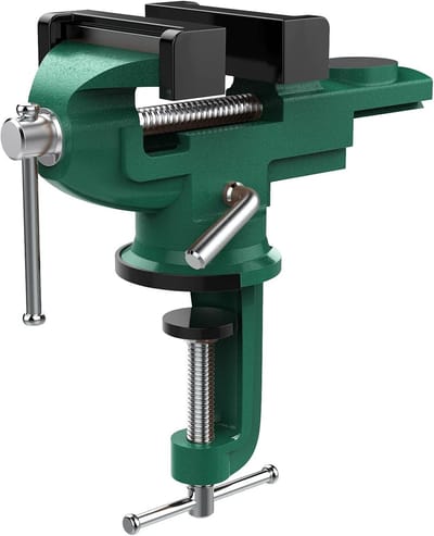 Table Vice 70mm met 360° draaibare basis, universele klem voor houtbewerking en metaalbewerking, draagbare bankklem voor precisiewerk in groen