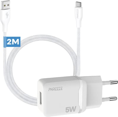 Phreeze usb adapter 5 W - Usb C naar usb kabel 2m - Usb oplader voor smartphone controller en bluetooth - Speaker