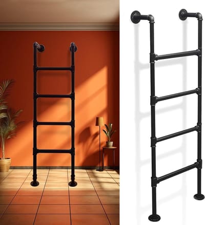 Noodladder Metaal - Veiligheidsladder - Hoogslaper Bereiken - Stevige Ronde Buizen - Universeel - Zwart