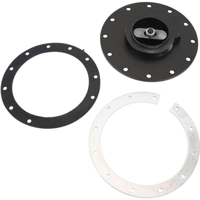 Bouchon de réservoir de carburant en aluminium billette 160 mm à remplissage facile avec raccord à 12 trous et joint pour 12 trous de vis 5,343 pouces Black noir