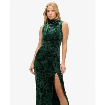 Superdry - Fluwelen maxi-jurk - Dames - Jurken