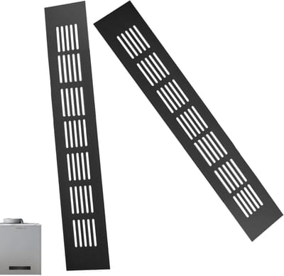 Ventilatierooster 2 stuks - Meubelrooster aluminium - Ventilatie en vochtwering - Corrosiebestendig materiaal - 50 x 300 mm - Zwart