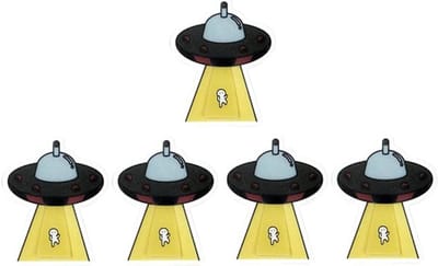 Kleurige Plastic Boekenleggers in Cartoon UFO Vorm voor Studenten en Boekliefhebbers - Set van 5